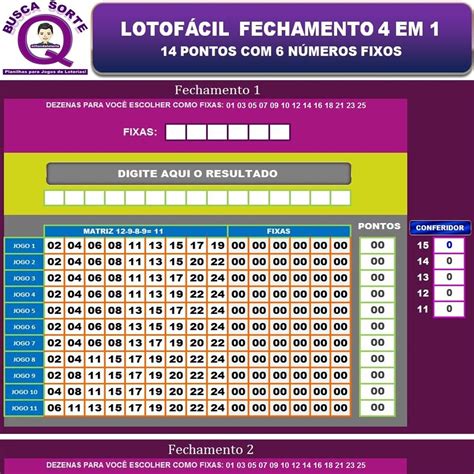 fechamento da lotofácil com 4 jogos - Fechamentos da Lotofácil 